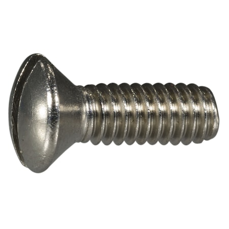 #8-32 X 1/2 In Slotted Oval Machine Screw, Plain Stainless Steel, 30 PK